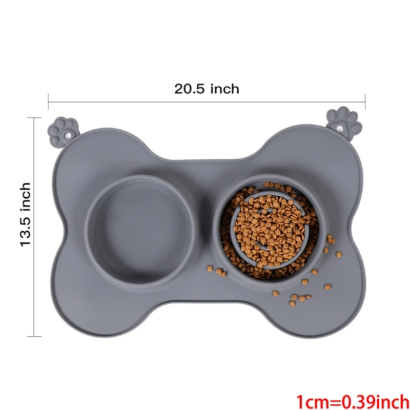 

Dogs Food Slow Feeder Dish Set 2Pcs Detachable Silicone Bowls with Feeding Mat Anti-Skid and No Spill Design for Pets