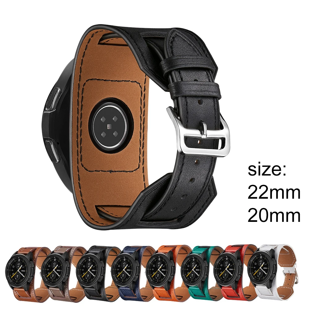22mm Genuine Leather watch Band For Samsung Galaxy Watch 46mm 42 strap Gear S3 Cuff Bracelet Replacement amazfit 2/3 Wristband20