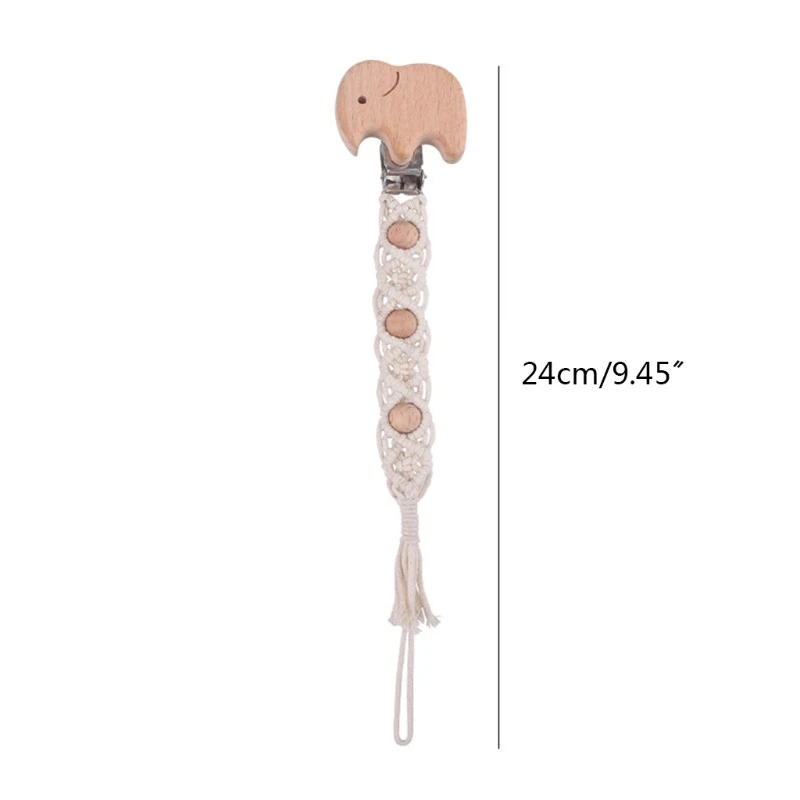 

OOTDTY Baby Teething Soother Beech Wood Clip Cotton Rope Crochet Pacifier Chain DIY Dummy Nipple Holder Leash Strap Shower Gifts