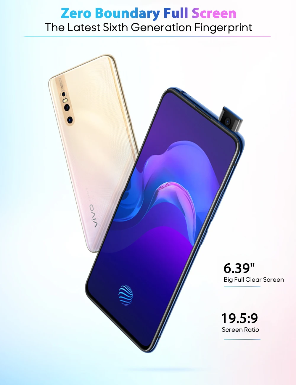 vivo X27, подъемная камера, 128 МП, мобильный телефон, 8 ГБ, 6,39 ГБ, дюймов, полный экран, четыре ядра, 4G, задняя камера, 3 камеры, сотовый телефон