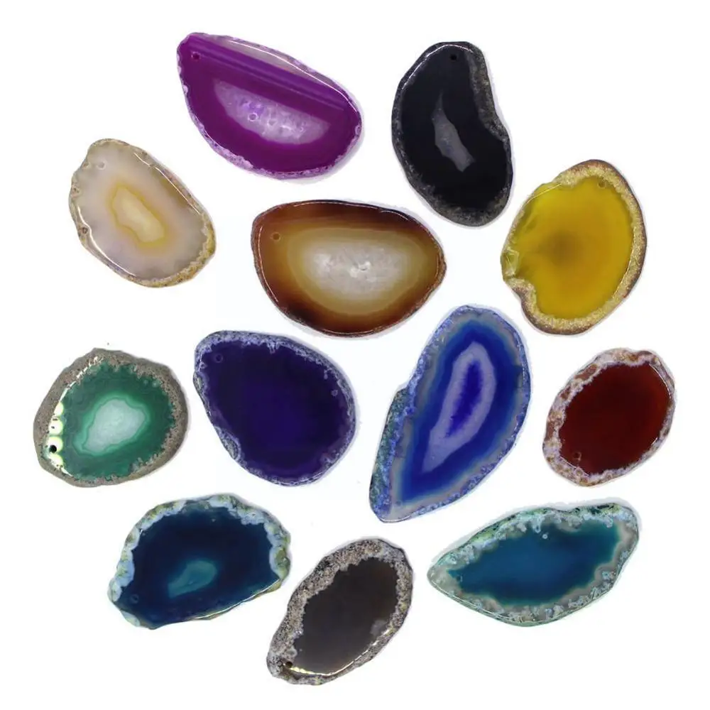 

1Pcs Polished Irregular Shape Geode Pendant 8 Color Slice Reiki Brazil Natural Stone Crystal Choice Agate Pendants Healing G0I6