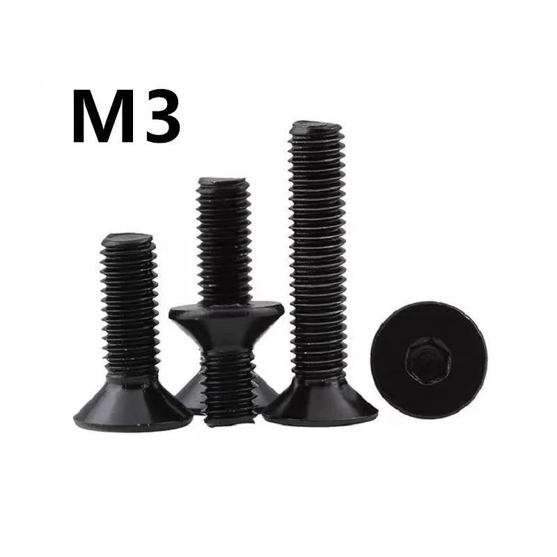 1000/500 шт. M3x5/6/8/10/12/14/16/20/30 мм DIN7991 GB70.3 черная Шестигранная розетка из нержавеющей