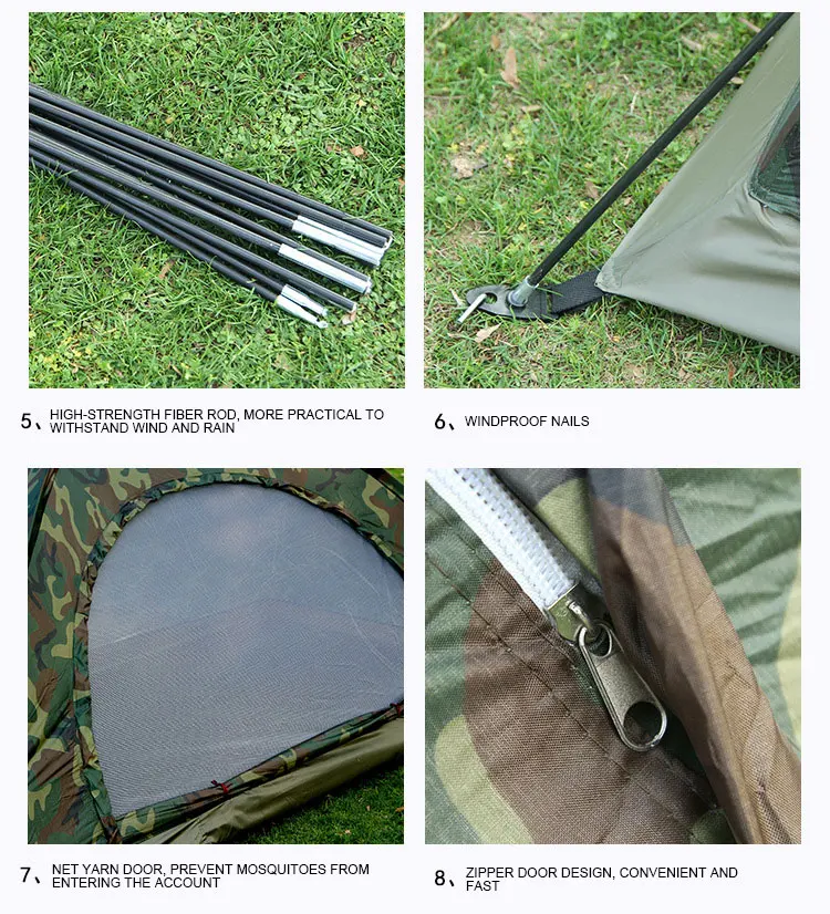 

Outdoor Army Green Camouflage Tent Camping Tourism Mountain Sky UV-Protection double Person tent