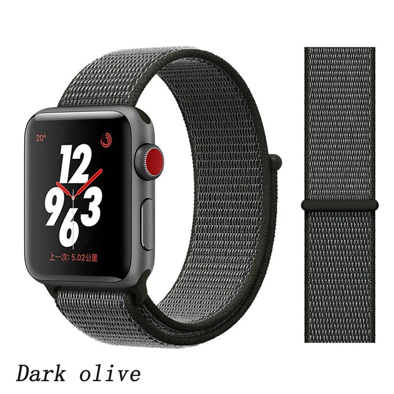 Dark olive Ремешок для apple watch 5 4 band correa apple watch 42 мм 44 мм 38 мм 40 мм iwatch series 5 4 3 2 1 нейлоновый браслет pulseira - Цвет ремешка: Dark olive