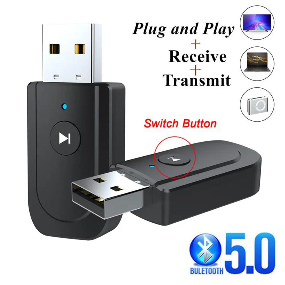 

LCD Display USB Dongle Bluetooth 5.0 Audio Receiver Transmitter 3 IN1 Mini 3.5mm Jack AUX USB Wireless Adaptador For TV Car PC
