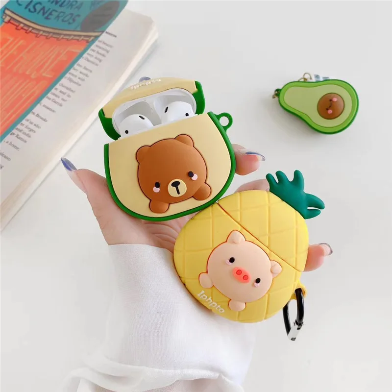 

For Airpods 1/2 Case,Avocado bear pineapple pig Case For Airpods Case Soft Silicone Earphone Cover For AIrpods Pro Case