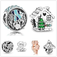 authentic 925 sterling silver gingerbread house with home sweet heart charm beads fit pandora bracelet necklace jewelry