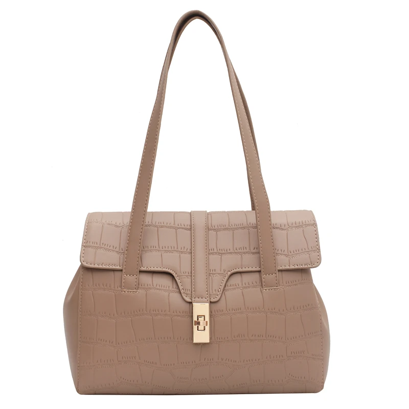 

High quality crocodile solid PU leather large capacity women's shoulder bag sac femme bags for women 2021 purses and handbags