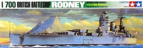 

Tamiya 77502 1/700 Scale WWII British Royal Navy HMS Rodney Battleship War Ship Display Toy Plastic Assembly Building Model Kit