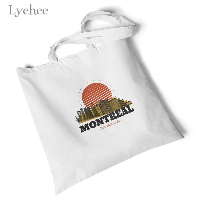 montreal Lychee Harajuku Liverpool Nashville Женская Холщовая Сумка с принтом Большая складная сумка для покупок оригинальная дорожная сумка на плечо - Цвет: montreal