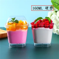 40pcs net red 160ml square party cake dessert favors cup baking decoraton packaging pudding jelly yogurt ice cream cup with lid