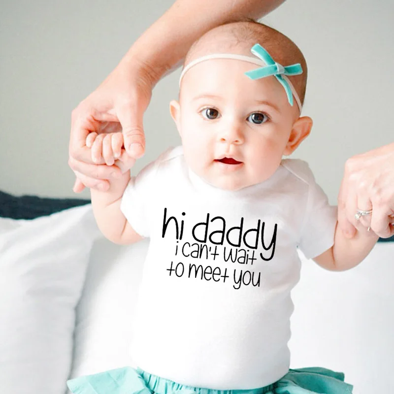

Hi Daddy I Can't Wait To Meet You Newborn Baby Boy Girl Onesie Romper Pregnancy Announcement To Aunt To Be Gift Baby Bodysuit