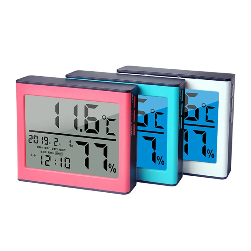 LCD Digital Temperature Humidity Meter -1 -2 Home Indoor Outdoor hygrometer thermometer Weather Station with Clock | Измерительные