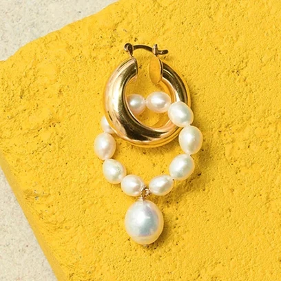 Boucles d oreille женские серьги для женщин эффектные большие серьги богемные boho висячие серьги из пресной воды с жемчугом - Окраска металла: single earring