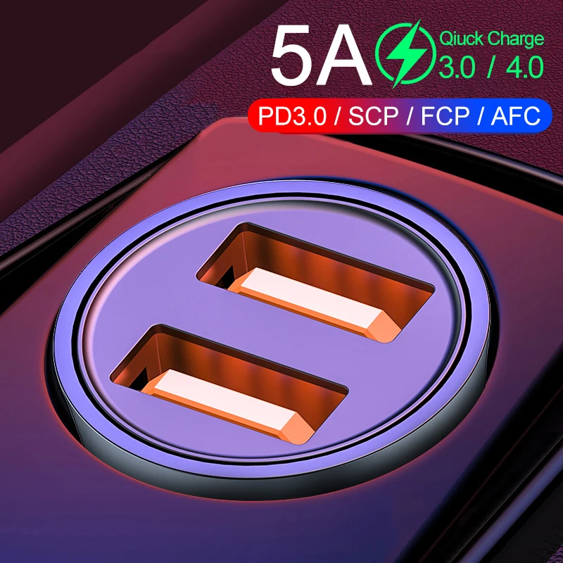 32W Автомобильное зарядное устройство Supercharge USB Dual Quick Charge 4 0 3 Для samsung huawei AFC SCP