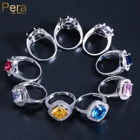 pera trendy 9 colors summer style big square cubic zirconia engagement party finger rings for women wedding jewelry gift r023