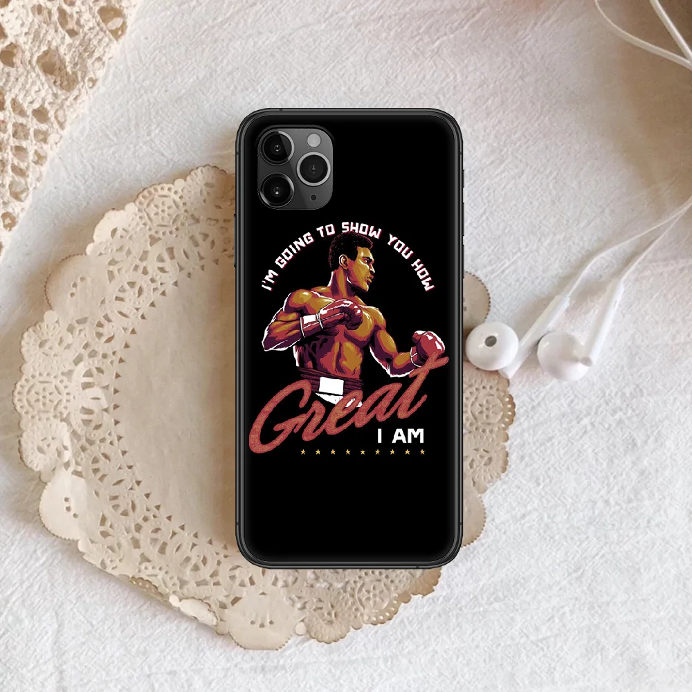 

Muhammad Ali Phone Case Cover Hull For iphone 5 5s se 2020 6 6s 7 8 12 mini plus X XS XR 11 PRO MAX black Cover Trend Coque 3D