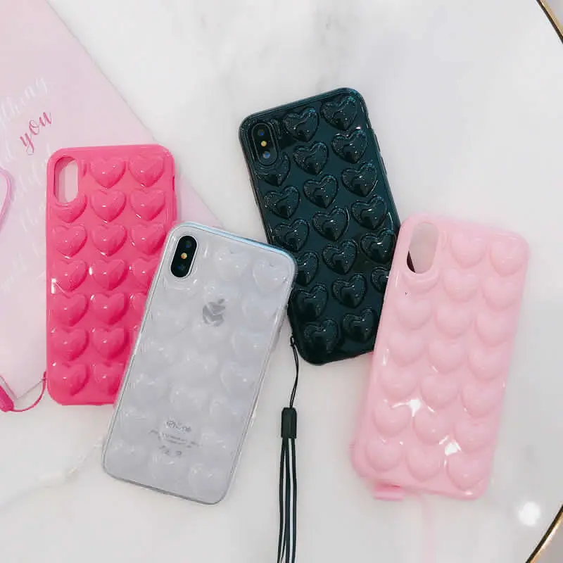 3D милый чехол для телефона в форме сердца iPhone XS Max X XR 6s 7 8 Plus силиконовый мягкий