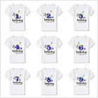 Новые летние футболки для дня рождения для мальчиков и девочек футболка с короткими рукавами детская праздничная одежда размер От 1 до 9 лет футболки