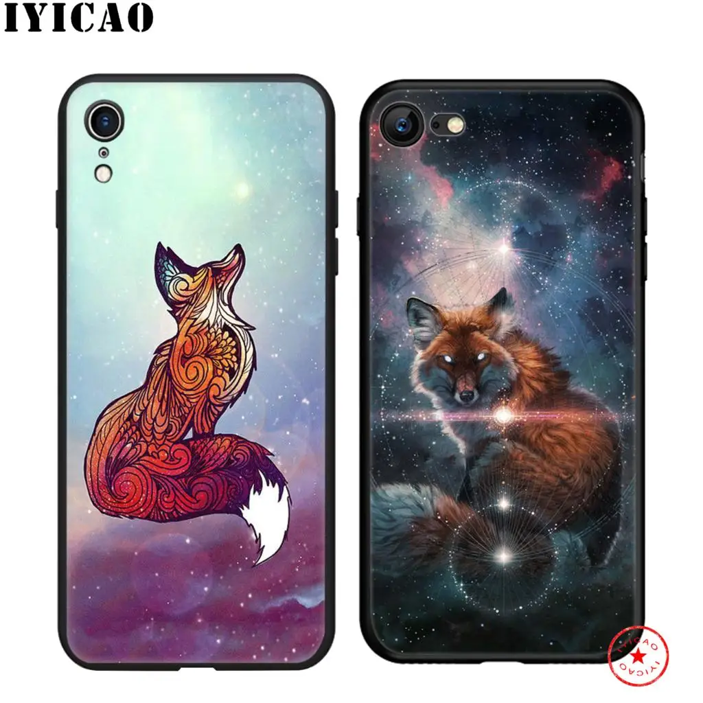 IYICAO милый мягкий черный силиконовый чехол с изображением лисы для iPhone 11 Pro Xr Xs Max X