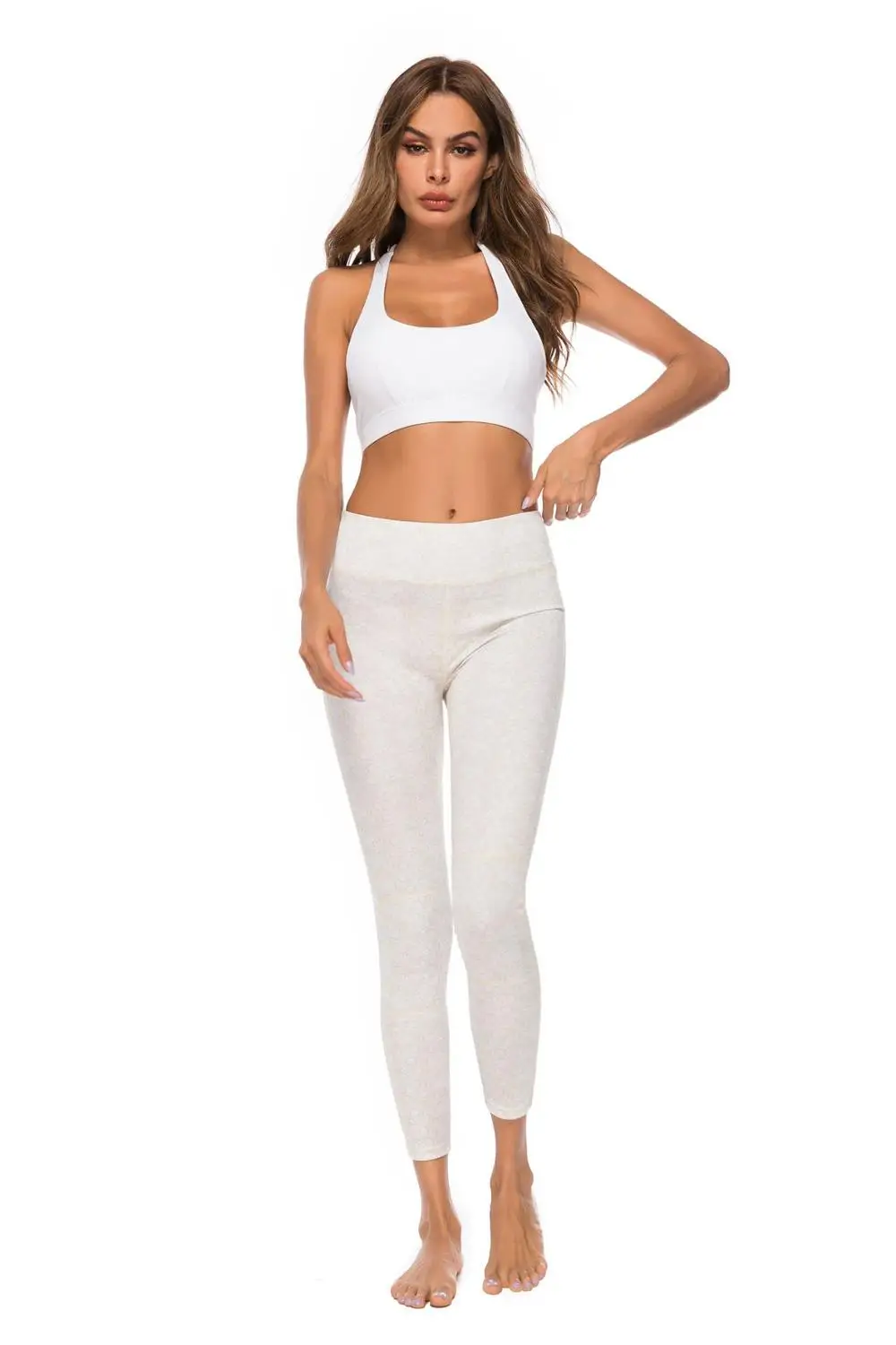

BohocotoL new European and American four-pin six-line digital printing yoga pants stitching multi-color hip high waist fitness p