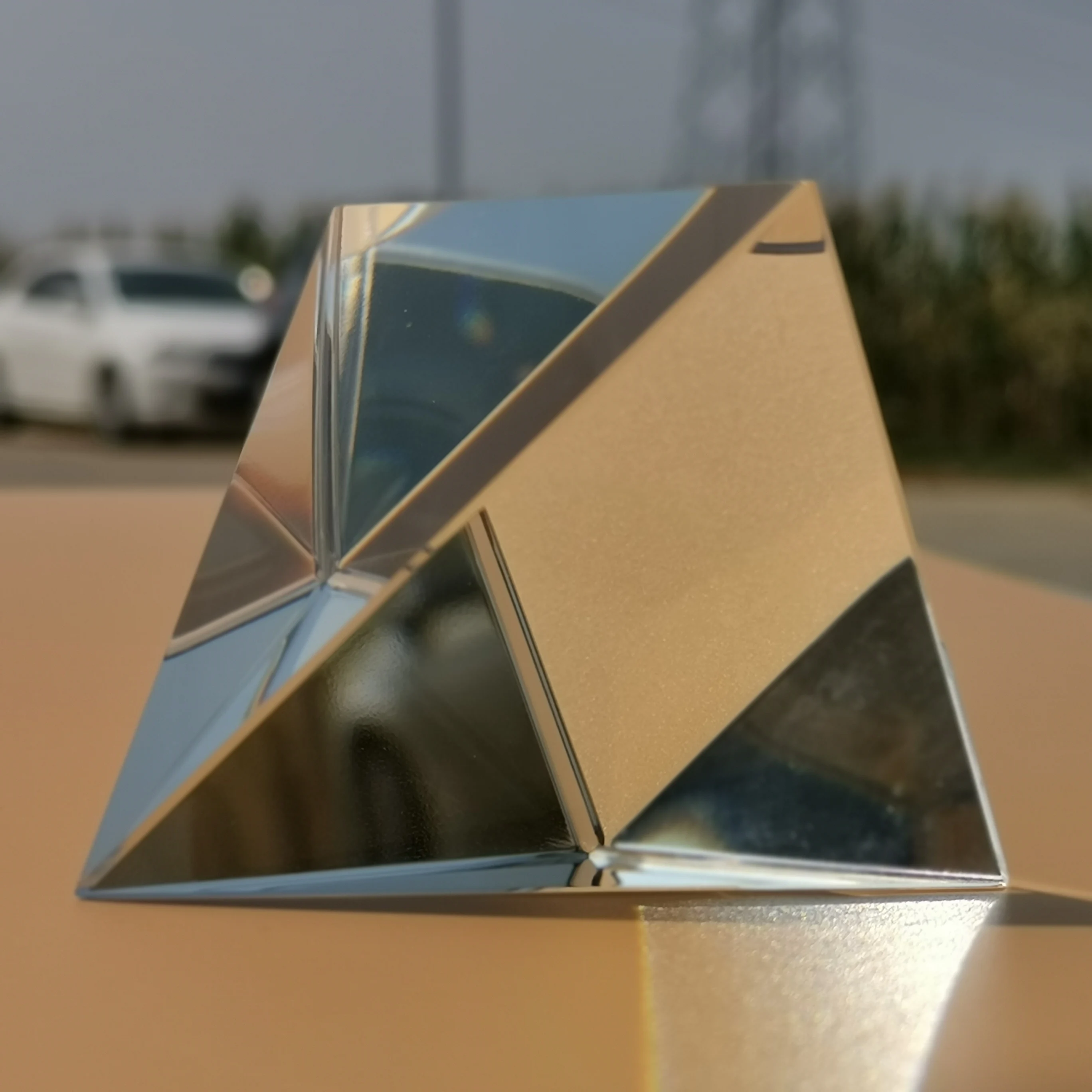Egyptian Pyramids K9 Glass Pyramid 80mm Rainbow Crystal Photography Triangle Light Guide Science Optics Teaching Spectrum Tools