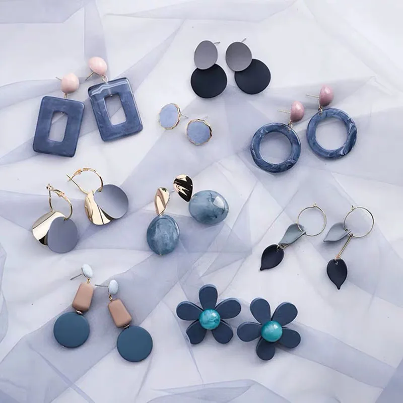 

Simple and versatile net red temperament fashion Stud earring jewelry 2021 trend new Korean version of blue-gray Women's earring