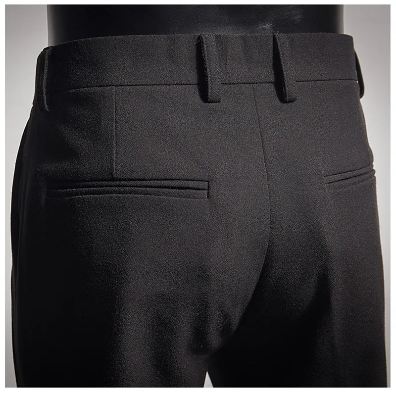 

2021 Business Dress Pants Fashion Folds Casual Slim Fit Wedding Office Social Suit Pants Streetwear Trousers Costume Homme 28-36