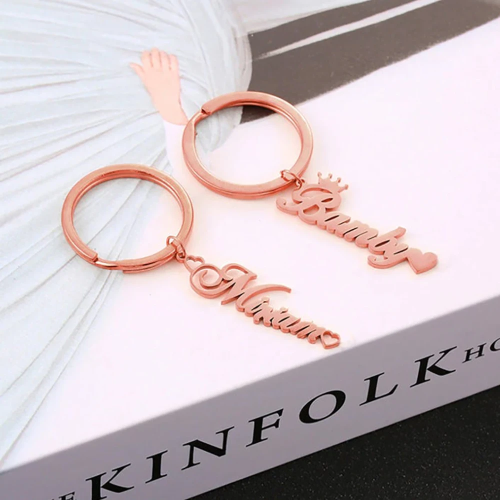 EIEGANT 100pcs/set Custom Sculpture Name Logo Keychain For Women Men Stainless Steel KeyRing Personalized Jewelry Gift Wholesale