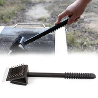 3 in 1 corner copper wire brush barbecue grill oven cleaning bbq brush copper wire sponge shovel long handle