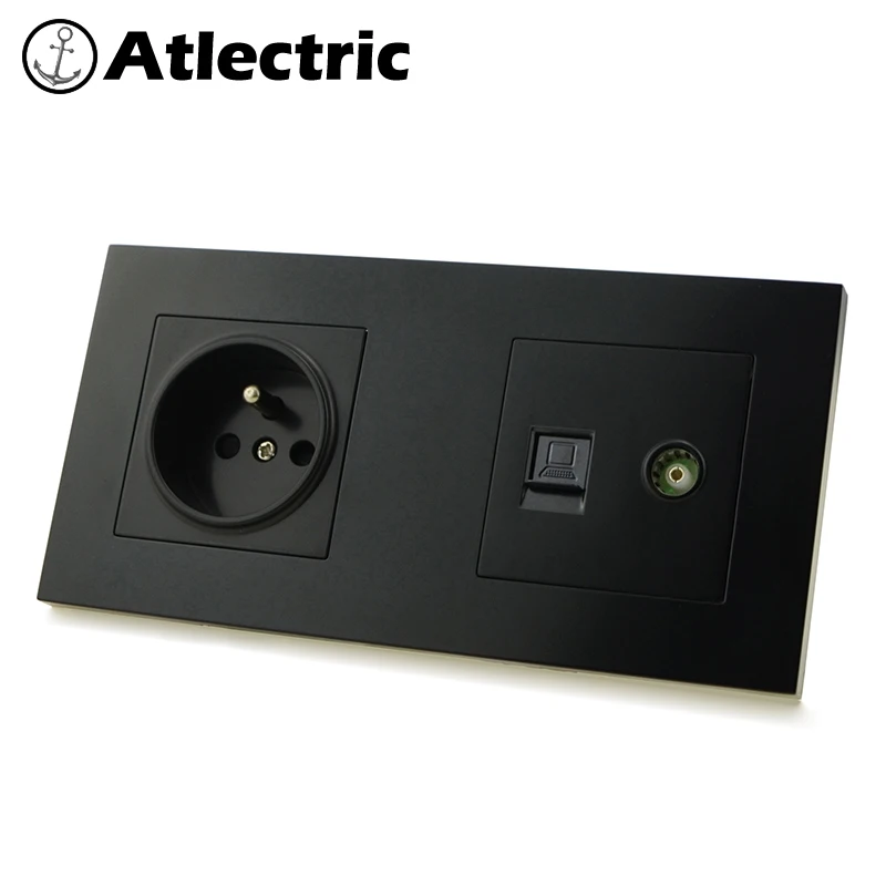 Atlectric FR Стандартный разъем пластиковый блок розеток RJ45 розетка компьютерный порт данных розетка двойной RJ45 с тв двойной выход розетки