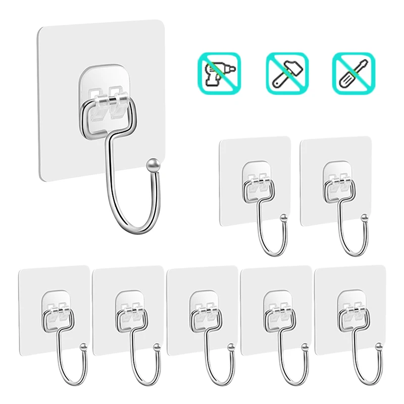 

5/8pcs Transparent Hook Strong Self Adhesive Door Wall Hangers Hooks Suction Heavy Load Rack Cup Sucker for Kitchen Bathroom