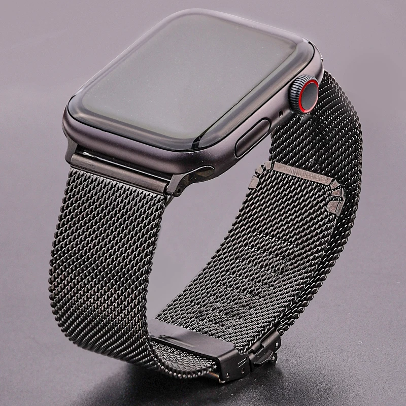 Сетчатый Браслет Миланская петля для Apple Watch Band 44 мм 40 38 42 ремешок наручных часов
