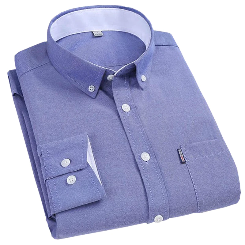 Мужская Повседневная рубашка с воротником на пуговицах и длинными рукавами|mens