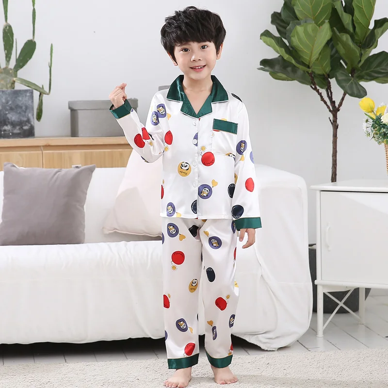style 7 Пижамы на весну и осень для мальчиков; шелковые пижамы; детская одежда; одежда для сна; Пижамный костюм; пижамные комплекты для девочек; детский спортивный костюм - Цвет: style 7