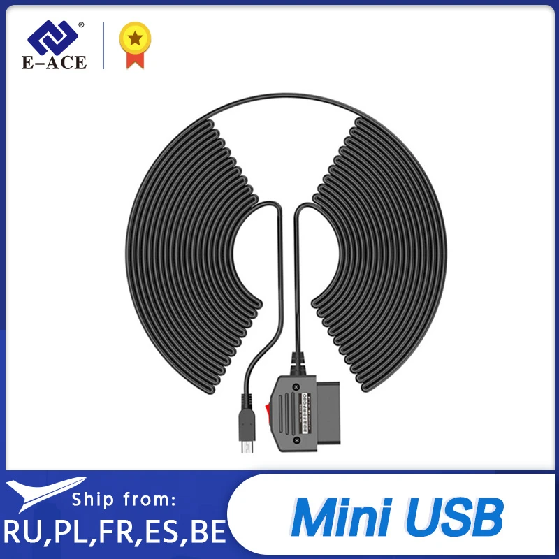 Кабель OBD для автомобильных видеорегистраторов длина от 12 В до 5 2 А длинный порт