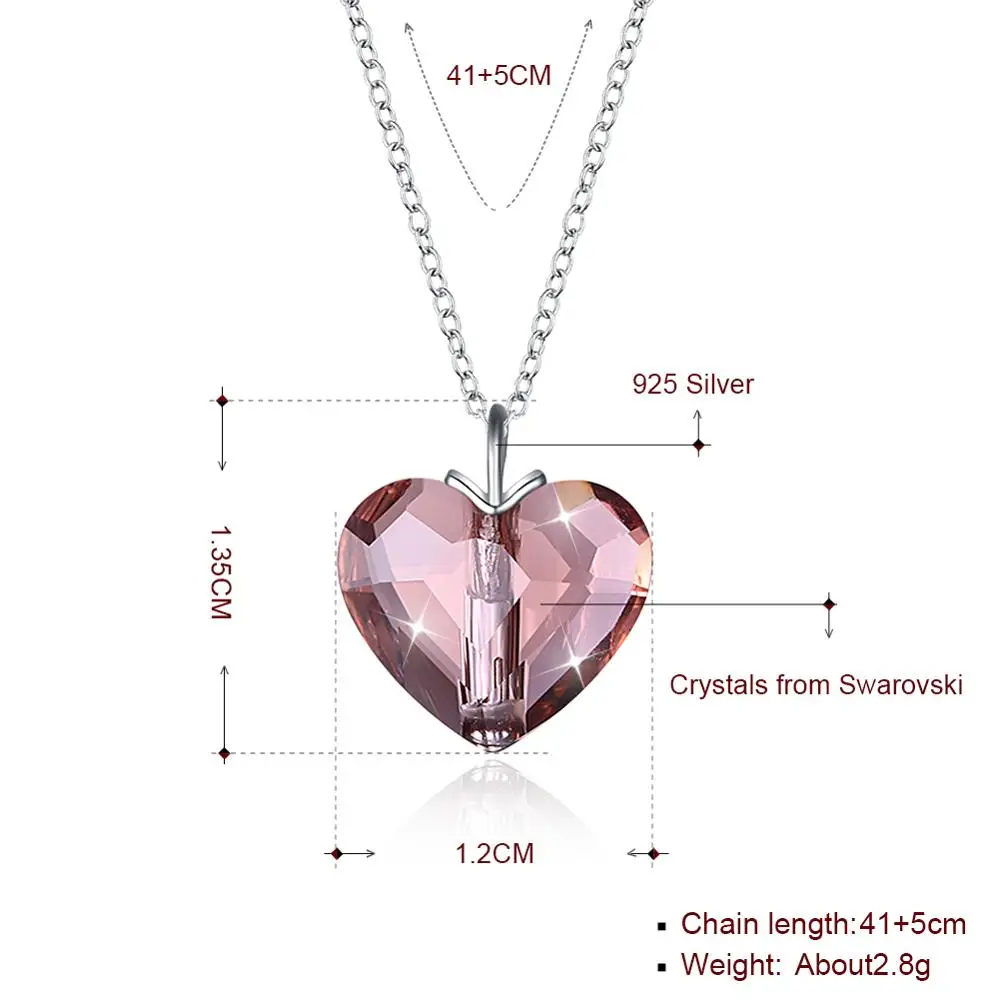 Подвеска с красным сердцем и кристаллами LEKANI от Swarovski ожерелье 925 пробы серебро