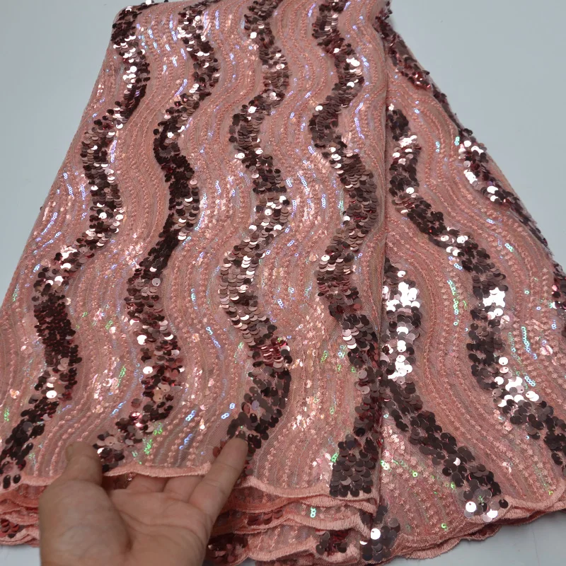 

(5yards/pc) fashion African sequins net lace fabric high quality with wonderful embroidery 2020 new French lace for party FLP241