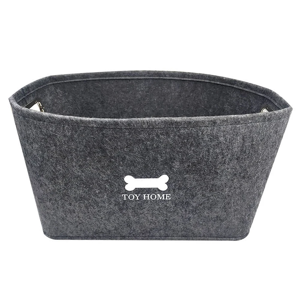 

Solid Gray Pet Dog Toy Storage Basket Large Capacity Dogs Accessories Felt Breathable Storage Bag Puppy Accessories Supplies New