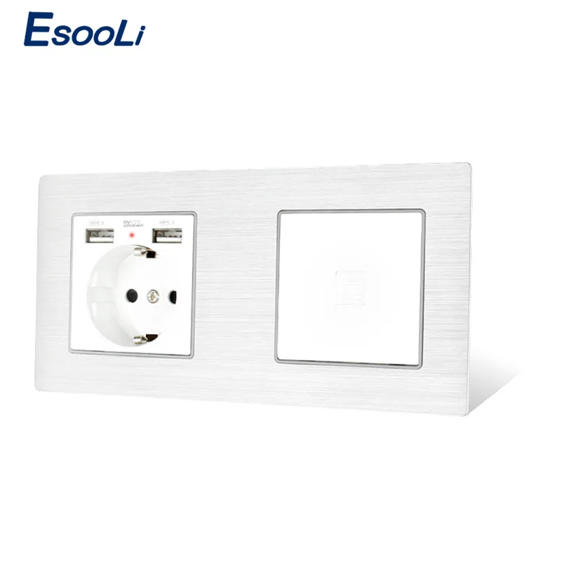 Esooli алюминиевая металлическая фотолампа с заземлением и 2 USB-портами для зарядки |