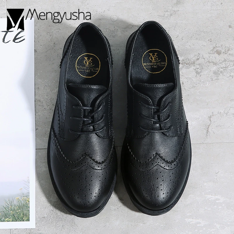 Туфли оксфорды женские зимние с плюшевой подкладкой кожа плоская подошва