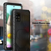 For Samsung Galaxy A72 A52 A71 A51 5G Phone Case Hard Aluminum Metal Heavy Duty Protection CoverTempered Glass Gift Accessories