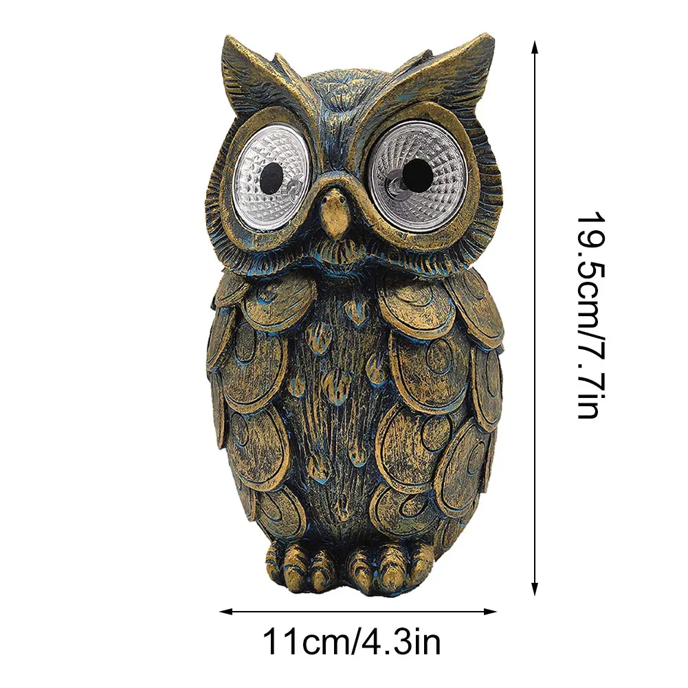 

2021 New Resin Owl Garden Sculpture Outdoor Waterproof Solar Power LED Lamps Garden Ornament Animal Bird Decor Sculpture