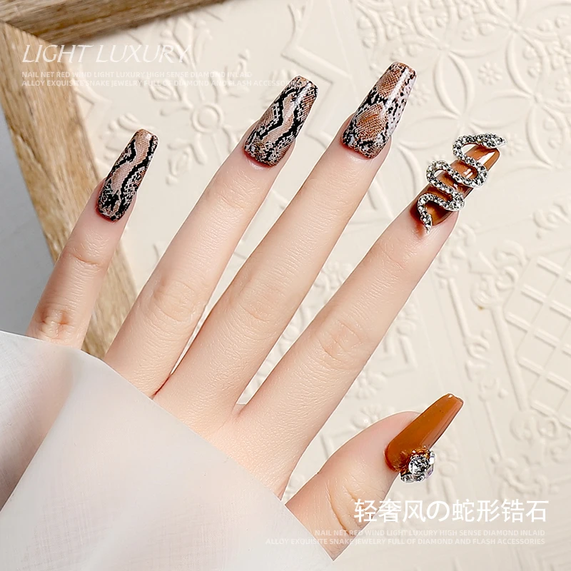 Alloy Nail Diamond 3D Charm Snake Zodiac Gold Words DIY Metal Crystals Rhinestones For Nails Art Decorations |