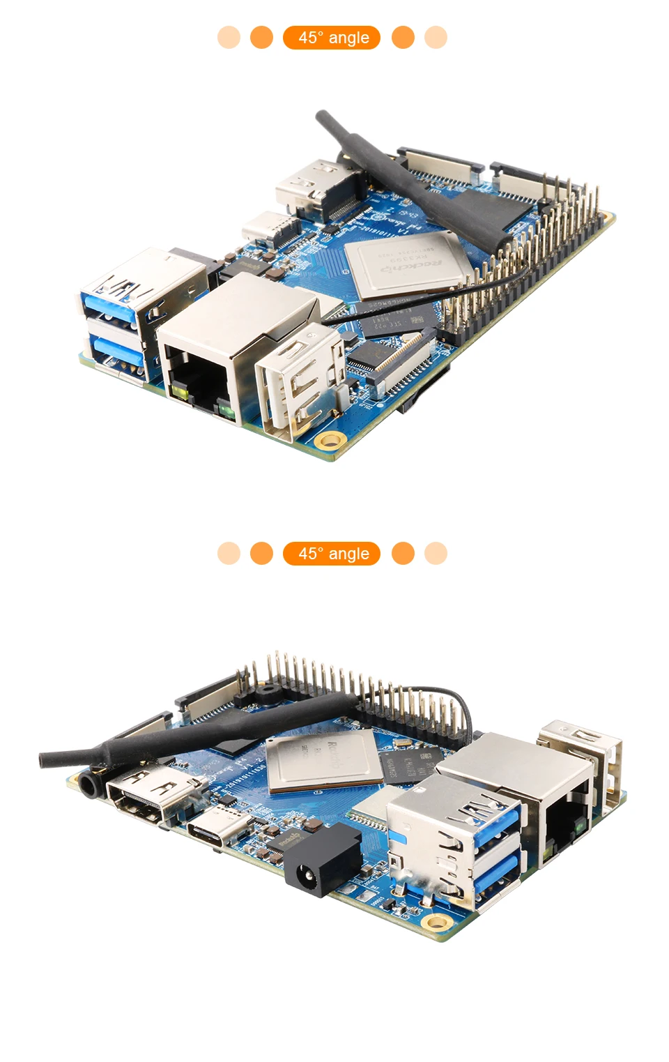 Оранжевый Pi 4 комплект 2: OPI4+ блок питания, 4 Гб DDR4+ 16 Гб EMMC Rockchip RK3399 макетная плата Поддержка Android, ubuntu, debian