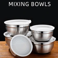 18 30cm stainless steel salad bowls with lid anti scald food egg mixer mixing bowl lunch boxes kitchen accessories cooking bowl