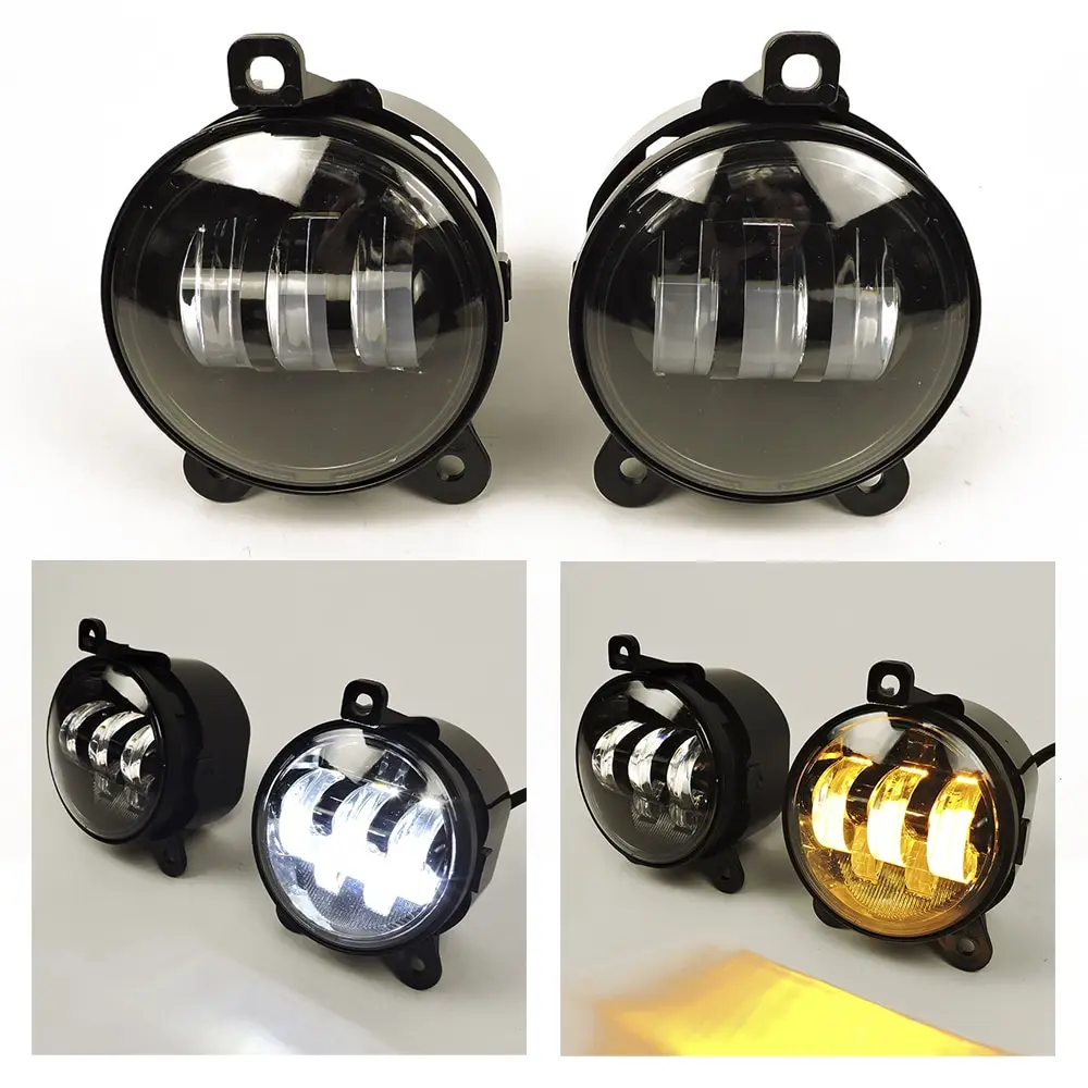 Противотуманные фары (ПТФ) светодиодные (LED) 5 линз (полос) 2 режима белый/желтый для