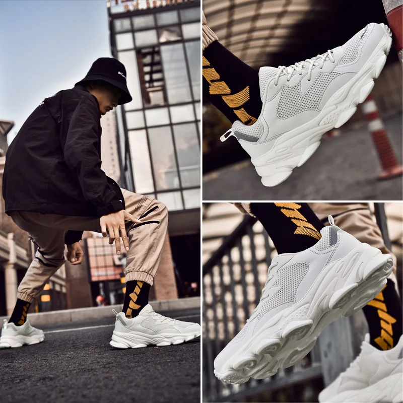 

Men Shoes Sneakers White Casual Shoes Solid Fashion Knitting Men Causal For Black Men's Sports Sport Sneaker Man Shoe