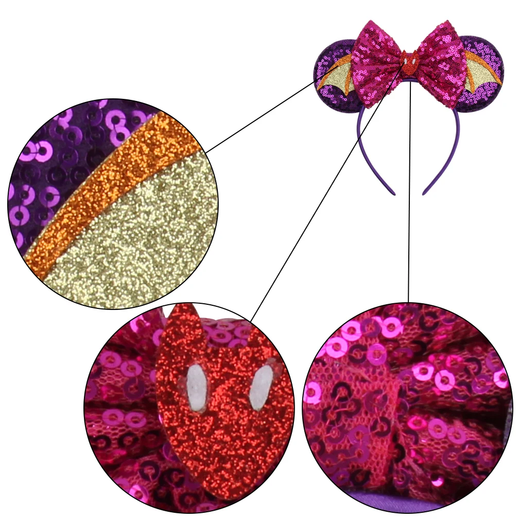 Новинка повязка на голову с блестками уши Минни Маус женская модная бантом и