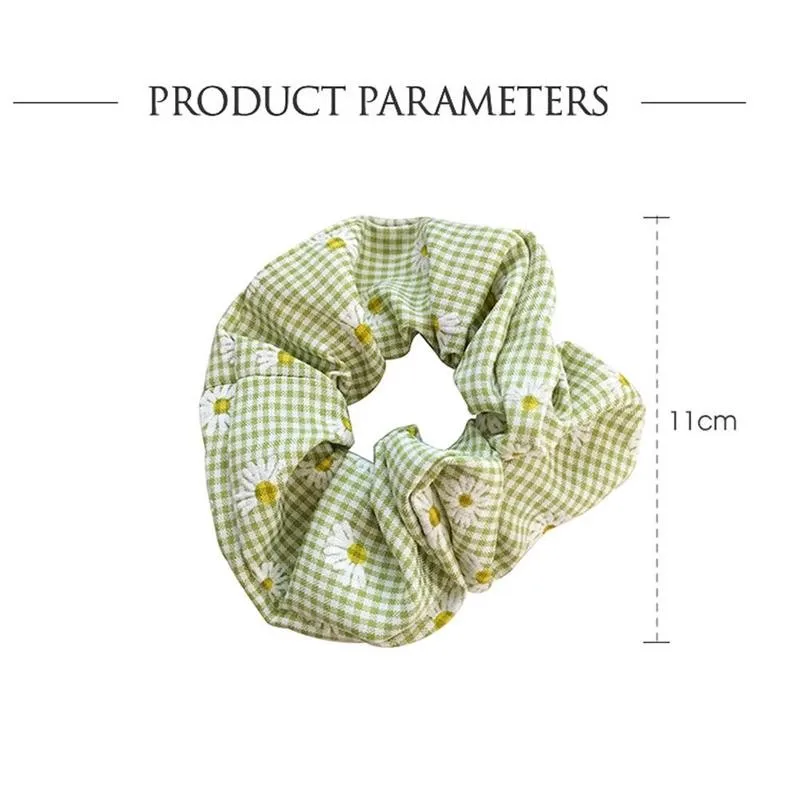 

Fashion Korean Cute Daisy Plaid Elastic Hair Rope Cloth Ring Holder Hair Accessories Hair Ponytail Headwear Rubber Elastic